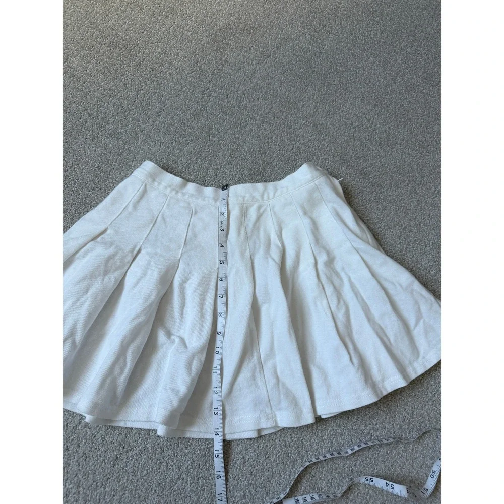 Urban Outfitters Preppy Pleated Skirt Size S White Cotton Pique Tennis Mini